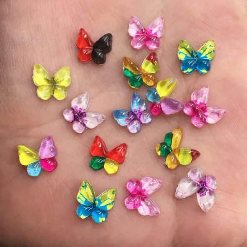 Miniatura 4 de Diamantes de imitación de mariposa con parte trasera plana, 80 unidades de 0.394 pulgadas, dijes de mariposa de resina para uñas, adornos, álbumes