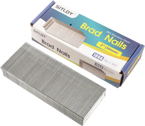 Miniatura 14 de Clavos Brad de acero inoxidable 304 calibre 18 de 1-1/2 pulgadas, paquete de 2400 clavos de pistola de uñas de acabado pequeño para neumática