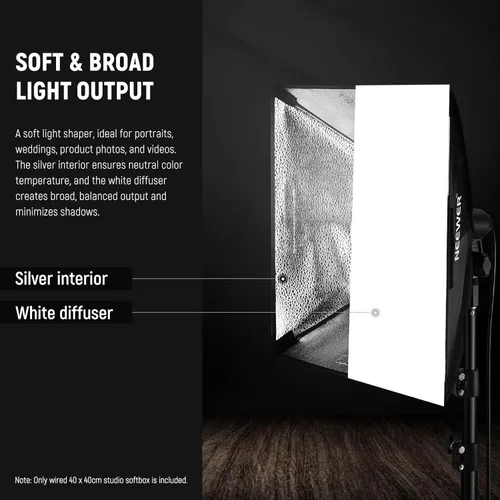 Miniatura 6 de NEEWER Caja de luz de 16 x 16 pulgadas con enchufe de porcelana E26/cable de alimentación/difusor blanco/adaptador de soporte, modificador