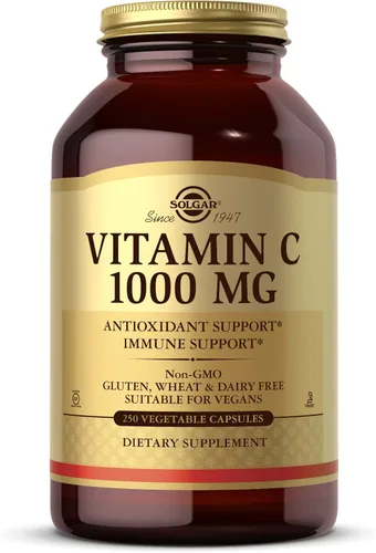 Solgar - 250 Cápsulas vegetales de vitamina C de 1000 mg, Antioxidante y apoyo inmunológico de la salud en general, piel y articulaciones