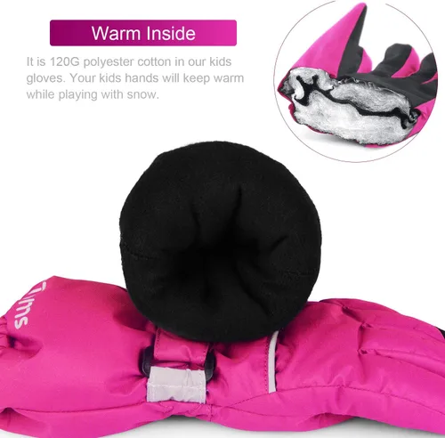 Miniatura 3 de ThxToms Guantes cálidos de invierno para niños, guantes de nieve impermeables para deportes al aire libre, guantes de esquí voluminosos para niños