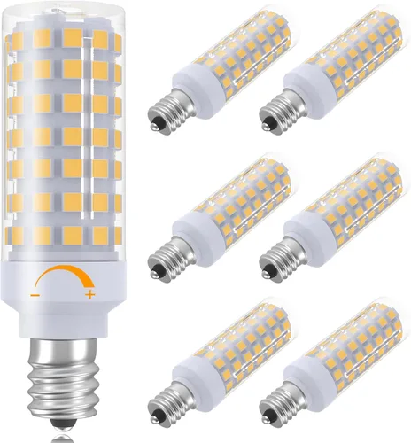 Miniatura 10 de TAIYALOO Bombillas LED E12 Regulables para Candelabros C7, E12 Equivalente a Bombilla Halógena de 60 Vatios, Blanco Natural 4000K, 120V 630LM T6 7W