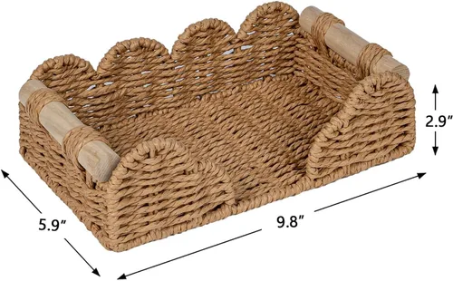 Miniatura 6 de CubesLand Servilletero festoneado para decoración de baño, dispensador de servilletas plano de cuerda de papel, bandeja para toallas de invitados