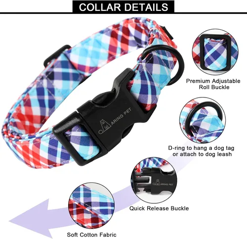 Miniatura 188 de Aring Pet Collar de algodón, lindo, con hebilla de liberación rápida, para bodas, para perros pequeños, medianos y grandes, rosa Terciopelo rosa