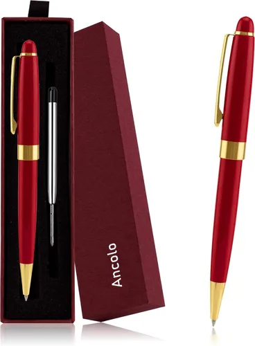 Miniatura 6 de Ancolo Bolígrafo negro, tinta negra a granel, punta media de 0.039 pulgadas (0.039 in), escritura suave, bolígrafos negros y dorados para hombres