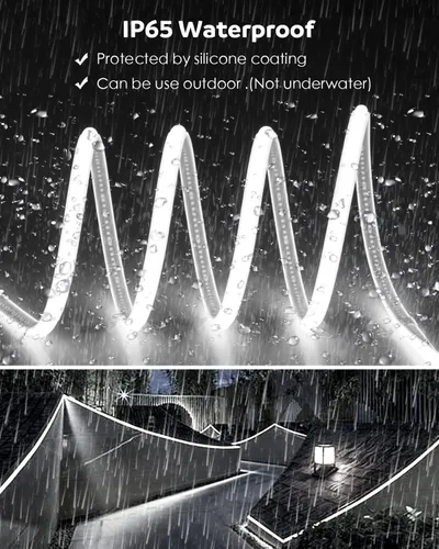 Miniatura 3 de Aclorol Tiras de Luces LED COB de 16.4 Pies para Exteriores, Luz Flexible LED Impermeable AC 110V-120V, Cuerda de Luz LED con Enchufe