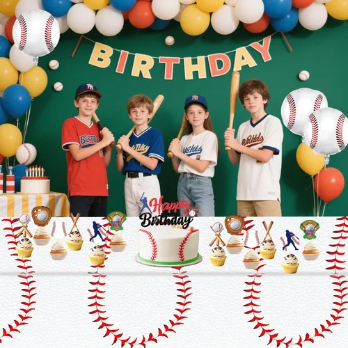 Miniatura 6 de Oigco Decoraciones para fiestas de béisbol, paquete de 4, manteles de plástico desechables para juegos y fiestas de cumpleaños, 54 x 108 pulgadas