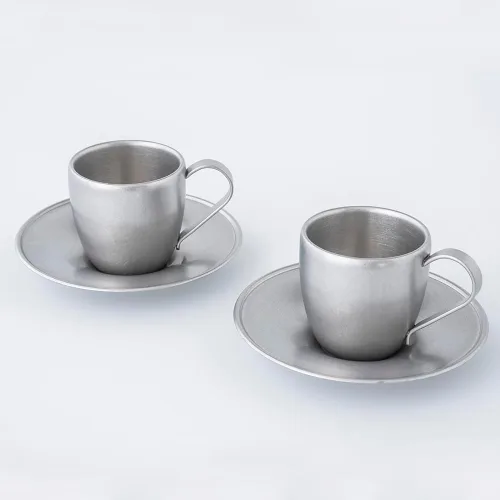 Miniatura 2 de VINTAGEINOX - Taza y platillo vintage Inox DW, regalo, hecho en Japón, cafetería, restaurante, té, café, acero inoxidable, envejecimiento