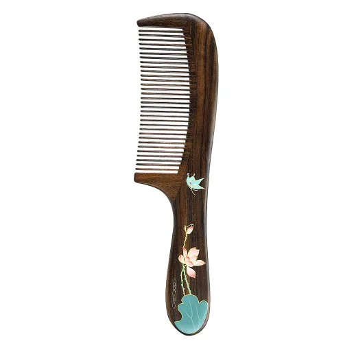 Miniatura 2 de TAN MUJIANG Peine para el cabello de madera natural antiestático (mariposa y loto)