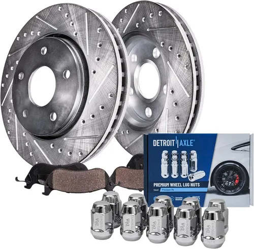 Miniatura 81 de Detroit Axle - Rotores de freno para Ford 2013-2019 Explorer Taurus Flex Lincoln MKT MKS, rotores de freno de disco ranurados perforados de repuesto