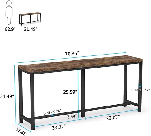 Miniatura 3 de Tribesigns - Mesa de consola extralarga de 70.9 pulgadas detrás del sofá, mesa de sofá de fácil montaje para espacios pequeños de sala de estar