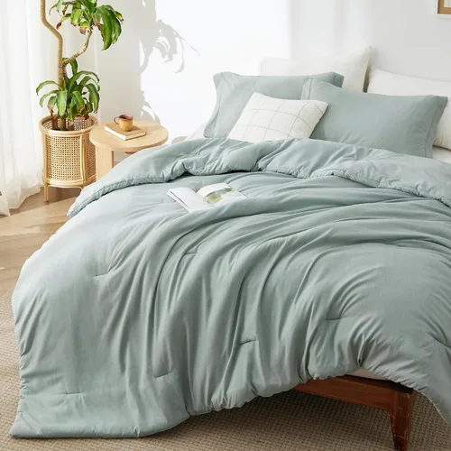 Miniatura 22 de Bedsure - Juego de edredón queen - Juego de ropa de cama refrescante y cálida, ropa de cama reversible gris claro para todas las estaciones, 3 03