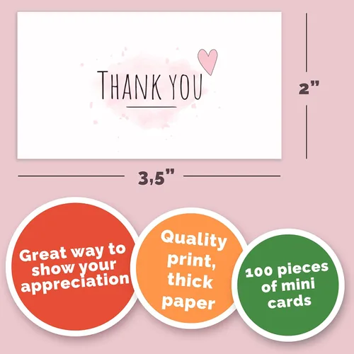 Miniatura 6 de Pequeñas tarjetas de agradecimiento, tamaño de tarjeta de visita (2 x 3.5 pulgadas), mini tarjetas de agradecimiento, regalo para amigos, familia