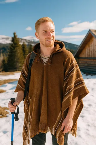Miniatura 16 de Gamboa Poncho de alpaca para hombre Pancho mexicano con capucha vaquero y ponchos occidentales manta para adultos