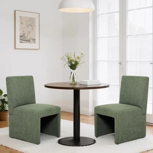 Miniatura 15 de RNKSFX Juego de 4 sillas de comedor tapizadas verdes, sillas de comedor modernas, sillas de cocina y comedor, sillas de comedor de lino con marco
