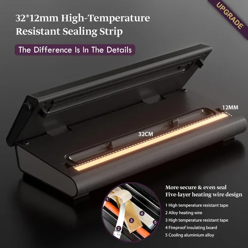 Miniatura 6 de Mesliese - Máquina selladora al vacío, potente sistema de preservación de alimentos al vacío compacto 6 en 1 de precisión 6 en 1 con cortador, 2
