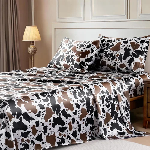 Miniatura 59 de MR&HM Sábanas de satén para cama de tamaño King, juego de 4 piezas de ropa de cama sedosa con bolsillo profundo de 15 pulgadas para colchón