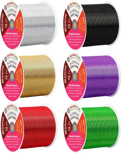 Miniatura 168 de Mandala Crafts - Alambre de aluminio anodizado de 8 calibre para hacer joyas - 9.75 m de alambre flexible negro colorido - Flexible para bonsái