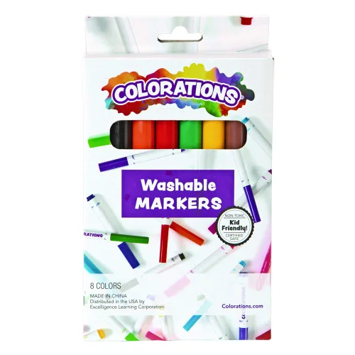 Colorations Marcadores clásicos, punta cónica, 8 colores llamativos, colorear, papel, carteles, dibujo, colores llamativos, hogar, aula, suministros