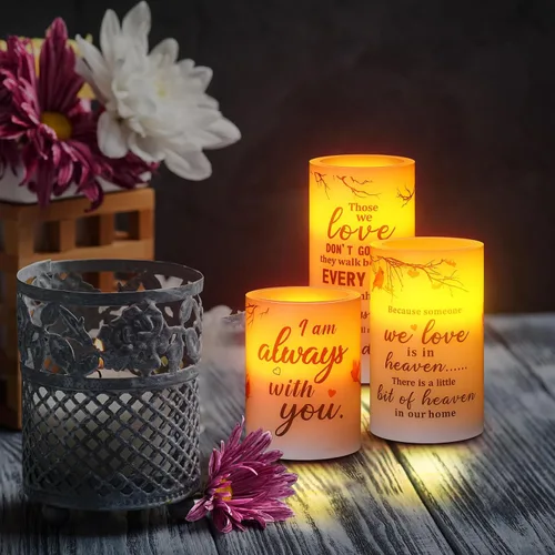 Miniatura 3 de Treela 3 velas conmemorativas, regalos conmemorativos, luces LED cardenales sin llama, regalos religiosos para la pérdida de un ser querido, velas