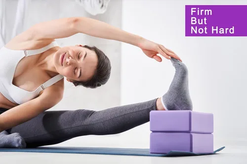Miniatura 5 de Bloques de yoga, paquete de 2 unidades, espuma EVA de apoyo sin látex, bloques antideslizantes suaves con bordes biselados para yoga, pilates