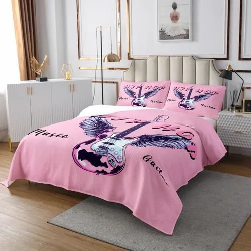 Miniatura 52 de Castle Fairy Cowboy Boots Bedspread Twin Size Bohemia Musical Guitar Coverlet Set Boys Bedroom Present Western Rustic Cowgirl Decor Bedding Set