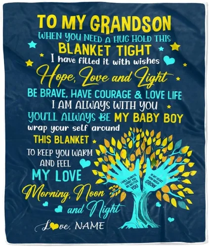 Miniatura 23 de Manta personalizada con texto en inglés «To My Grandson from Grandma Grandpa You Will Never Lose Lion Nison», manta de forro polar personalizada