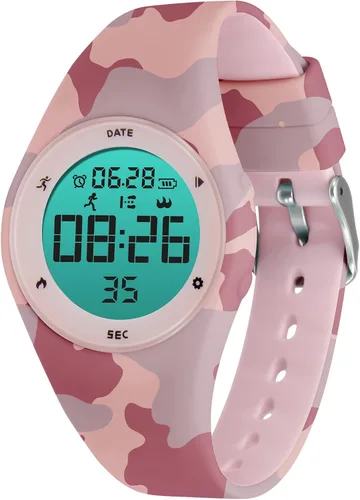 Miniatura 21 de Relojes para niños y niñas, reloj deportivo digital con contador de pasos, podómetro, alarma de vibración, sin aplicación, impermeable, rastreador