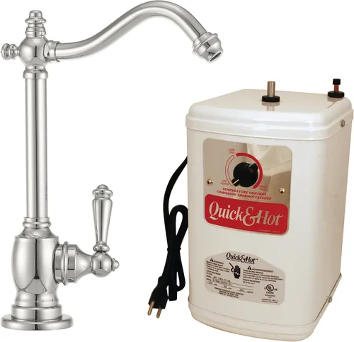 Miniatura 4 de Westbrass D204H-26 Victorian 9" Grifo dispensador de agua caliente de 1 manija con sistema de tanque de calefacción instantánea, cromo pulido