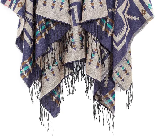 Miniatura 4 de Chales cálidos para mujer, cárdigan con frente abierto, estilo vintage, poncho