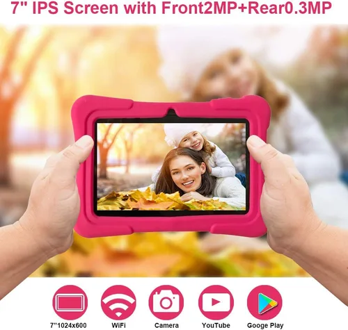 Miniatura 5 de PRITOM tableta para niños de 7 pulgadas Quad Core Android 13, 32 GB ROM WiFi, Bluetooth, cámara dual Educativo, juegos, control parental, Rosa