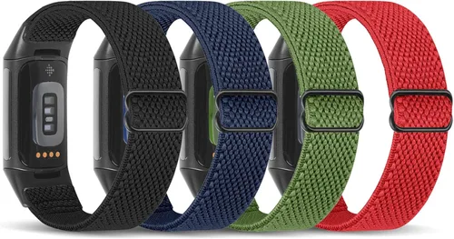 Miniatura 9 de enkic Bandas elásticas de nailon compatibles con Fitbit Charge 5, paquete de 4 correas elásticas suaves y ajustables, transpirables, correa