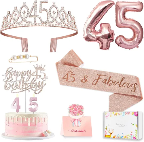 Miniatura 34 de Decoraciones de cumpleaños número 20 para mujer, banda y corona de cumpleaños, decoración de pastel y velas, globos de números, regalos de 20