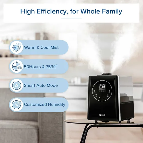 Miniatura 2 de LEVOIT LV600HH - Humidificador ultrasónico de rociada cálida y fría de 6L, humidificación rápida para dormitorio grande, difusor de aceite esencial