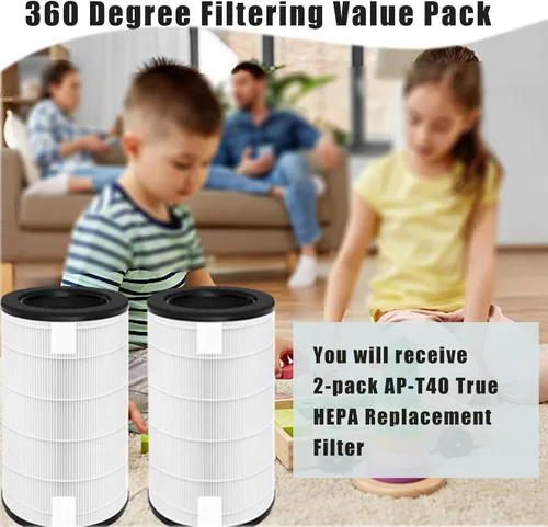 Miniatura 6 de Ketofa Paquete de 2 filtros de repuesto AP-T45 AP-T40FL compatibles con purificador 5 en 1 Homedics Total Clean 5 en 1, AP-T45, AP-T45WT, AP-T45-BK