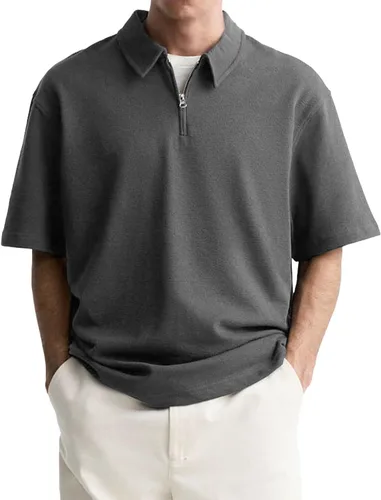 Miniatura 7 de Camisas polo con cremallera para hombre, camiseta de cuello de moda de verano, talla grande, camisa de golf clásica lisa para exteriores, tops