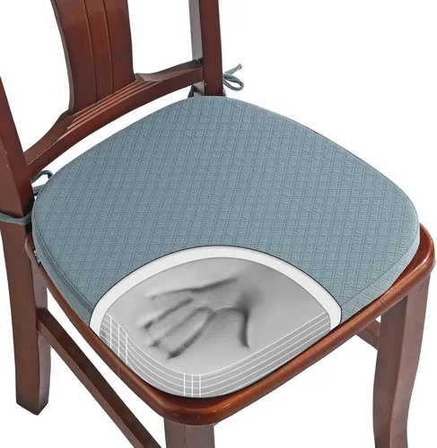 Miniatura 29 de BUYUE Cojines de Espuma Viscoelástica de Lujo para Sillas, Paquete de 6, Jacquard 16" en Forma de U, Cojines Cómodos para Sillas de Comedor, Borgoña