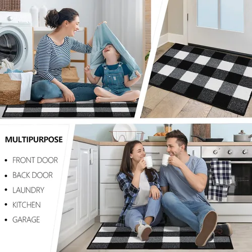 Miniatura 6 de Felpudo interior para puerta de ingreso, antideslizante, felpudos de goma para puerta trasera, captura de suciedad, raspado de zapatos, lavable a