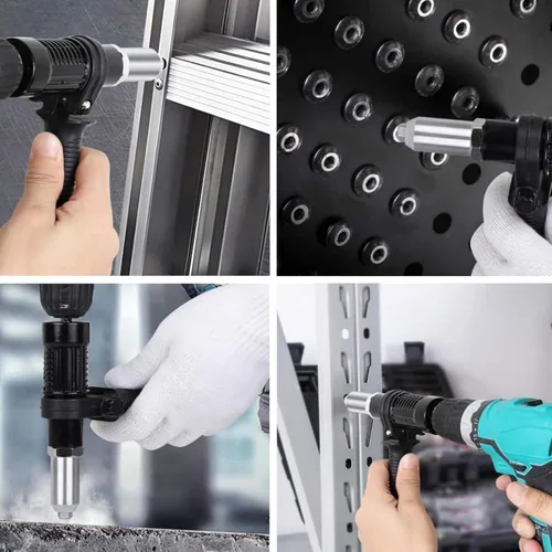 Miniatura 4 de Kit de adaptador de pistola remachadora eléctrica profesional, adaptador de taladro de tuerca de remache eléctrica de acero aleado, convierte tus