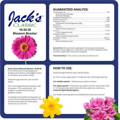 Miniatura 2 de Jack's Classic 10-30-20 Blossom Booster Fertilizante soluble en agua con micronutrientes para aumentar el color y la cantidad de flores en plantas