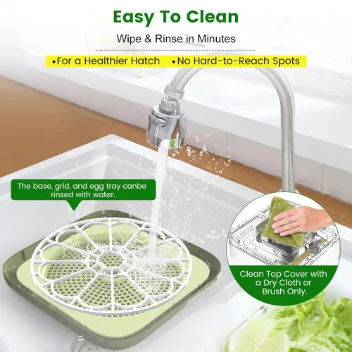 Miniatura 7 de Incubadora de 12 huevos con giro automático, recarga automática de agua y control de temperatura/humedad, además de guía de eclosión, criador