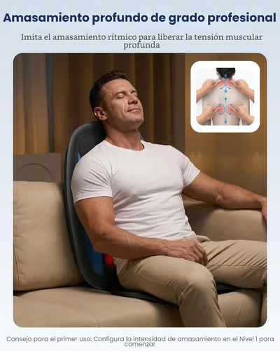 Miniatura 3 de COMFIER Shiatsu - Masajeador de espalda con calor, cojín de asiento de masaje de tejido profundo, almohadilla para silla de masaje para espalda
