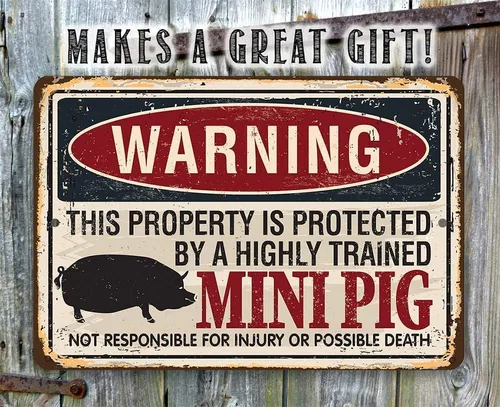 Miniatura 7 de Letrero de metal - Propiedad de advertencia protegida por mini cerdo - Letrero de metal duradero - Uso en interiores y exteriores - Gran regalo