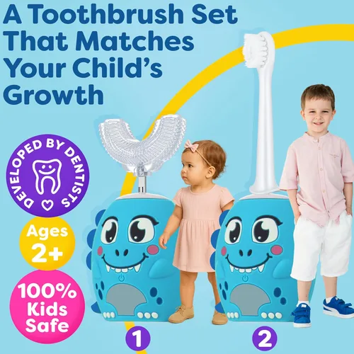 Miniatura 2 de Trueocity Cepillo de Dientes Eléctrico Automático en Forma de U para Niños, Cepillo de Dientes Automático Recargable para Niños Pequeños Cabezal