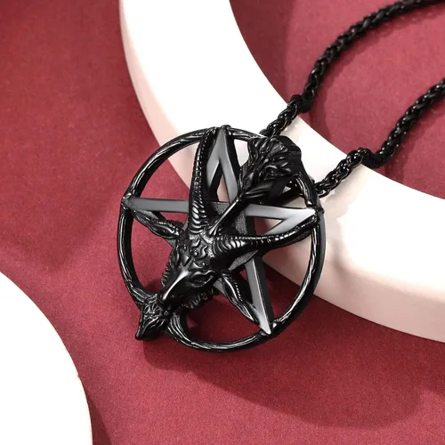 Miniatura 9 de FaithHeart Leviathan Satanic Brimstone Cross Necklace, Gold Plated Stainless Steel Satan Church Jewelry, Alchemical Symbol for Brimstone Pendant