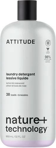 Miniatura 7 de ATTITUDE Detergente para ropa con aceites esenciales, verificado por EWG, vegano, ingredientes a base de plantas y minerales, HE, botella
