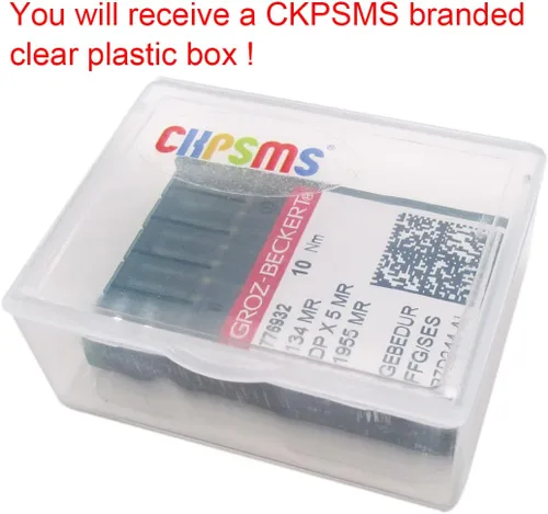 Miniatura 2 de GROZ-BECKERT Aguja en caja de plástico transparente ckpsms 20 Groz Beckert 134MR 1955MR DPX5MR Agujas para máquina de acolchar de brazo largo
