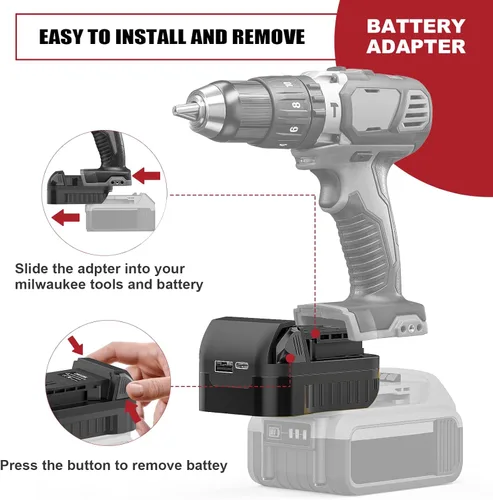 Miniatura 3 de aikeec Adaptador de batería compatible con De-Walt a compatible con Milwaukee, convertidor de batería de litio de 18 20 V para herramienta eléctrica