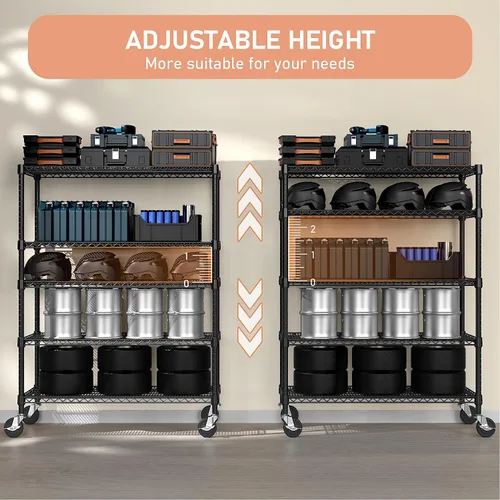 Miniatura 6 de M MZG Estantería de Garaje de 5 Niveles Unidades de Estantería Metálica Industrial para Comercial, Sótano, Despensa, Almacén, Escuela, Negro