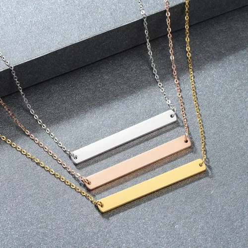 Miniatura 4 de Zillaly Collar de barra horizontal de oro rosa de oro rosa de acero inoxidable chapado en oro de 18 quilates, cadena ajustable para mujer